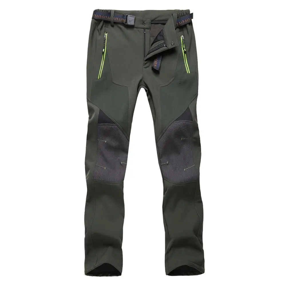 Унисекс Водонепроницаемый Пеший Туризм штаны Зимние флисовые теплые штаны Для мужчин, походные уличные ботинки для рыбалки и охоты брюки S-4XL - Цвет: Green for men
