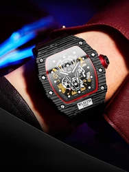 WLISTH Relojes de pulsera de cuarzo para hombre, cronógrafo con espejo Hardlex hueco, perspectiva creativa, a la moda, resistente al agua, luminosos