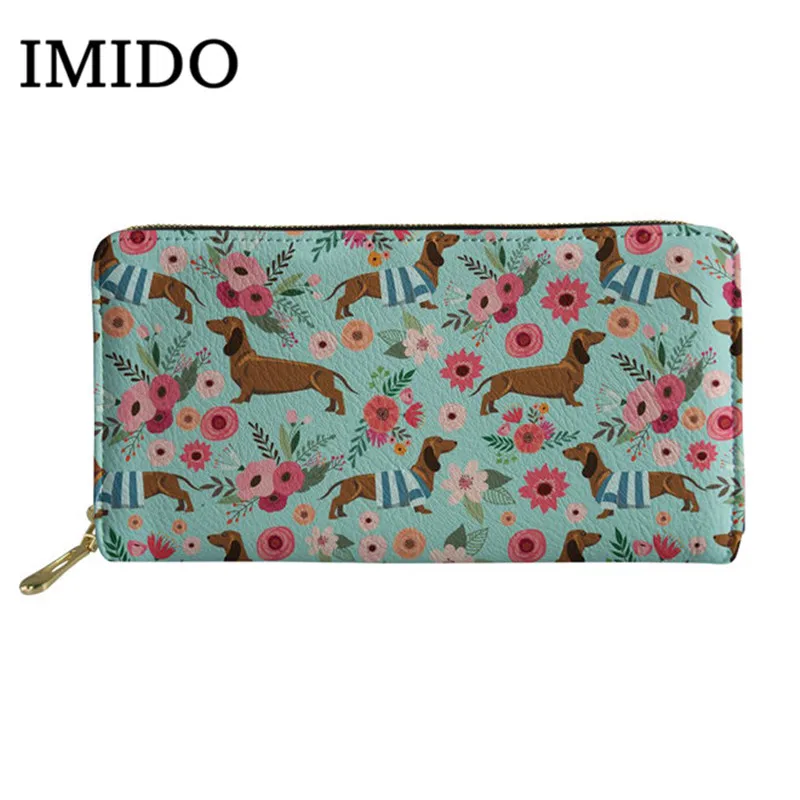 IMIDO Dachshund 3D женский кавайный милый карман для монет, держатель для карт, Дамский кошелек, кредитная карта, Дамский Длинный кошелек, дорожный кошелек