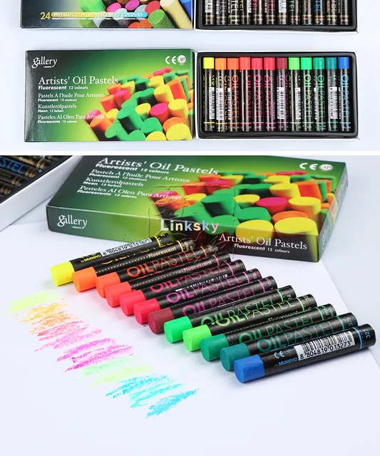  Mungyo Gallery Artists' Oil Pastels Set of 24 - Metallic 12 +  Fluorescent 12 Coulurs : Arts, Crafts & Sewing