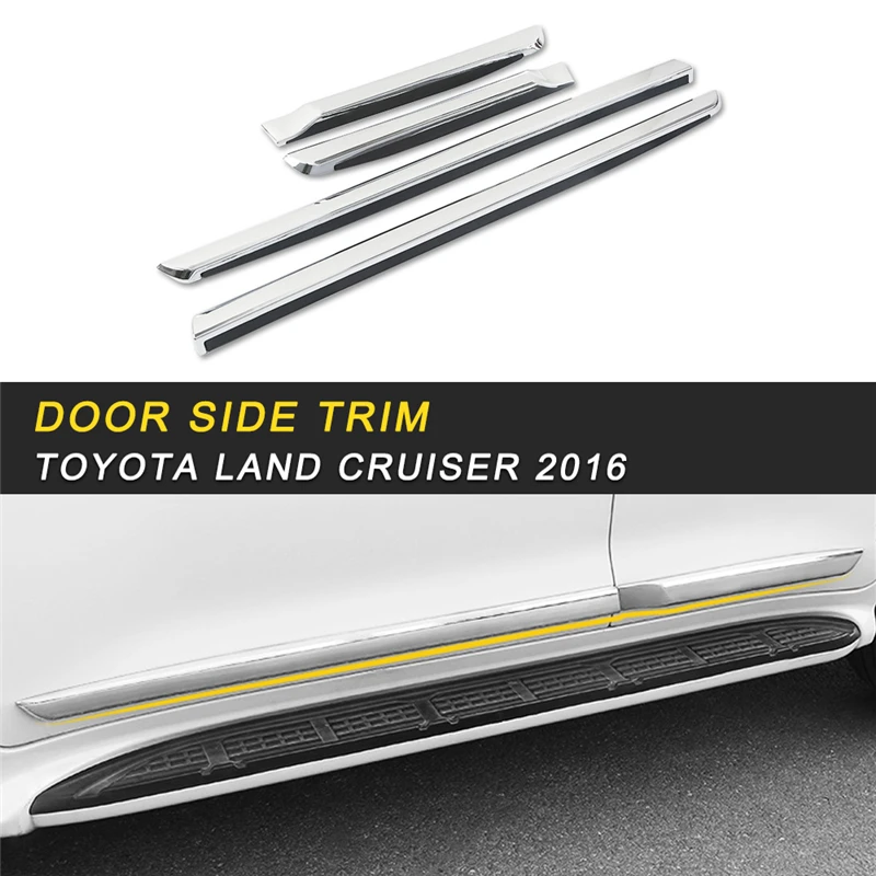 

Car Styling Door Side Chrome Pad Cover Frame Trim Sticker Exterior Accessories for Toyota Land Cruiser 200 2016-2018