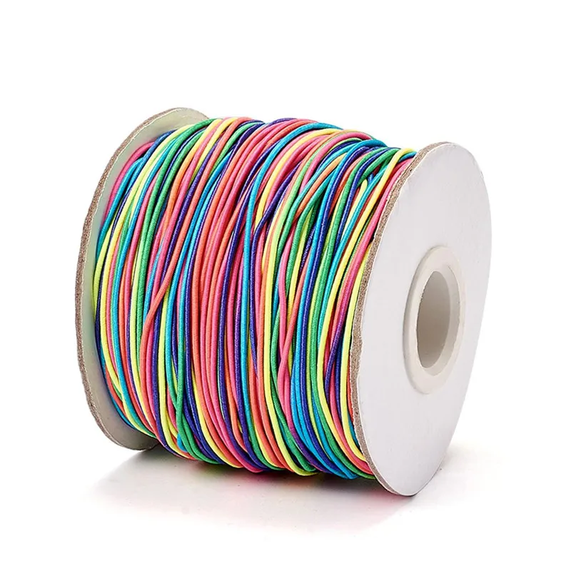 

Pandahall Colorful Round Elastic Cord 1mm, with Nylon Outside and Rubber Inside; 100m/roll