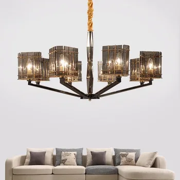 

Mediterranean Nordic Luxury Black Glass Lampshade LED Round Chandelier Lamp 3/6/8/9 Lights Light Fixture Kit Home Decor Lighting