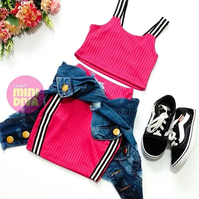 

1-6Y Summer Infant Kids Girls Clothes Sets Fashion Striped Sleeveless Vest Tops Mini Skirts 2pcs Outfits