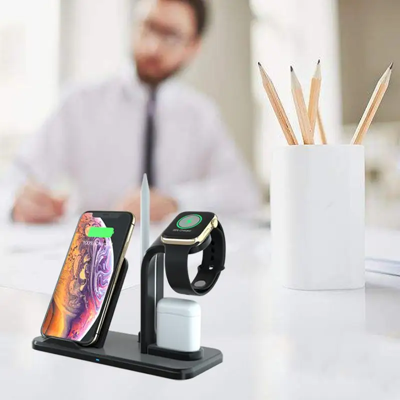 BEESCLOVER Беспроводной Зарядное устройство для iphone 3 в 1 Qi Беспроводной быстро Зарядное устройство Док-станция для iphone/AirPods iWatch4/3/2/1 Разделение r60