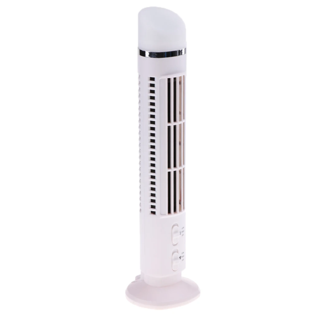 Portable Mini USB Tower Fan with LED Night Light Cooling For PC Laptop Desk