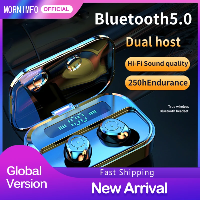 

TWS Wireless EarPhones Bluetooth V5.0 Earbuds 8D HiFi Stereo Sound Waterproof LED Display Fingerprint Noise Reduction EarPhones