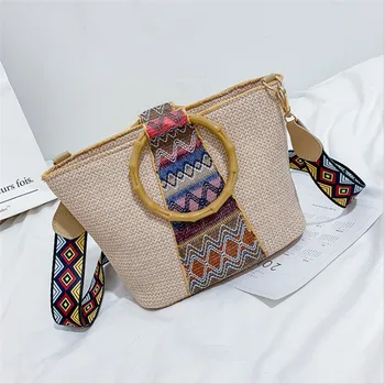 

2020 Vintage Straw Bag For Women National Weave Tote Shoulder Bag Girls Ladies Summer Holiday Elegant Handbag