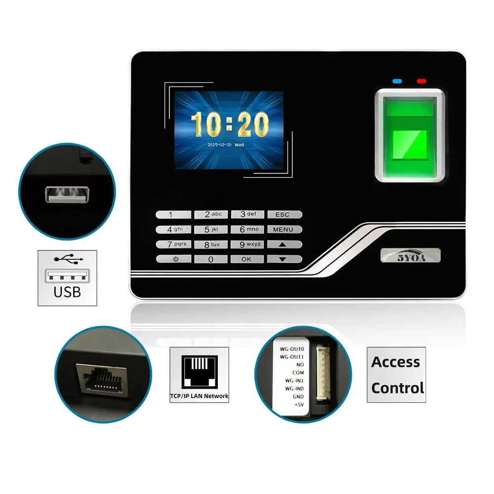 Система посещаемости отпечатков пальцев TCPIP USB контроль доступа паролем Офисные