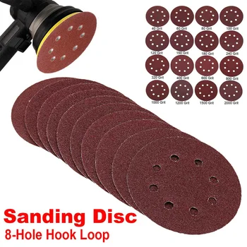 

NEW 160Pcs 125mm 40-2000 Grits Round Shape Sanding Discs Buffing Sheet Sandpaper 8 Hole Sander Polishing Pad Each of 10