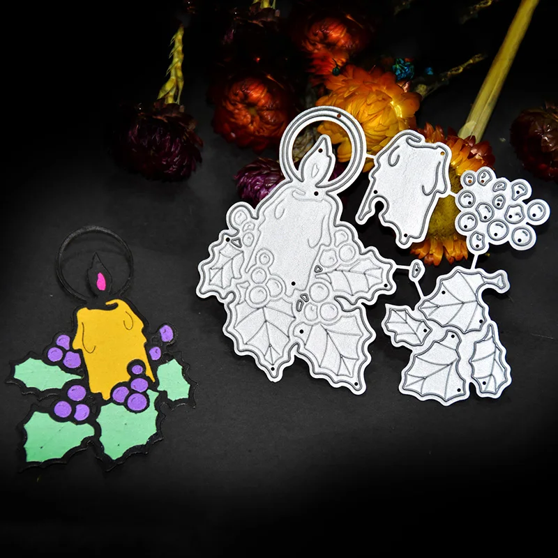Christmas Candle&ampGrapes Shape Carbon Steel Metal Cutting Dies Embossing Stencil For DIY Craft Paper Card Making Scrapbooking | Дом и сад