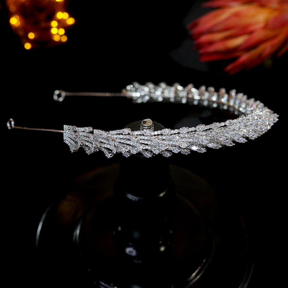 Fashion Bridal Hair Accessories Hair Band Crystal CZ three-Dimensional Headband Wedding Hair Accessories Bridal Crown A00859