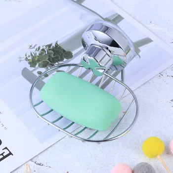 

Bathroom Soap Holder Strong Suction Soap Dish Kitchen Wall-mounted Drain Hollow Soap Box (Chromium Plating Color)