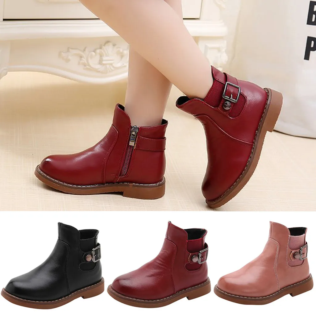 New Fashion Girl Comfortable Zipper Warm Round Toe Children Boots Children Shoes Flat With Winter Baby Girls Boys Snow Boots