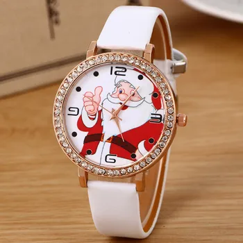 

Christmas Watch For Family Christmas Old man Pattern Leather Band Analog Quartz Vogue Watches reloj mujer часы женские рождество