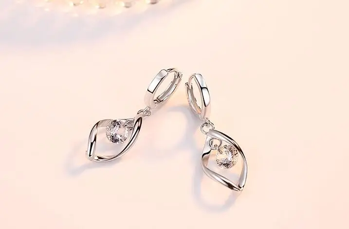 Простые серьги-гвоздики из стерлингового серебра 925 пробы с длинной кисточкой из циркона для женщин oorbellen Brincos femme подарок