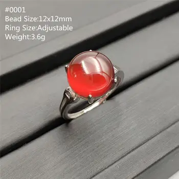 

Genuine Natural Orange Red Garnet Crystal Adjustable Ring 12x12mm 925 Sterling Silver Fashion Ring Oval Bead Stone AAAAA