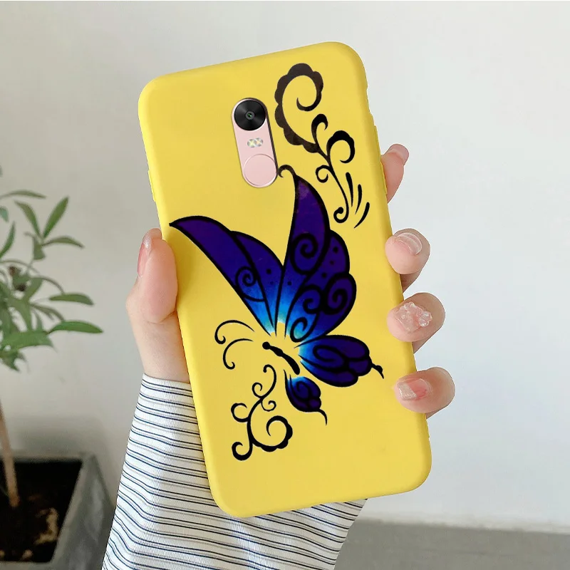 Matte Silicone Soft TPU Shell For Xiaomi Redmi Note 4 4x Note 5Pro Note 5A Cartoon Butterfly Shell For Redmi Note5a Phone Cover cell phone lanyard pouch Cases & Covers