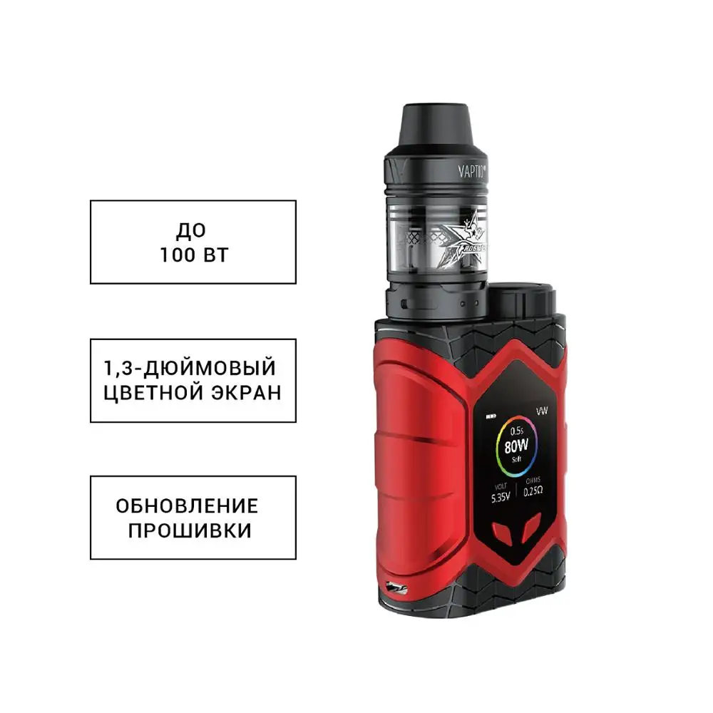 

[new]Vape set box mod Vaptio Wall Crawler KIT 80W 2.0/5.0ML tank 0.05/2ohm E Cigarette TFT Screen