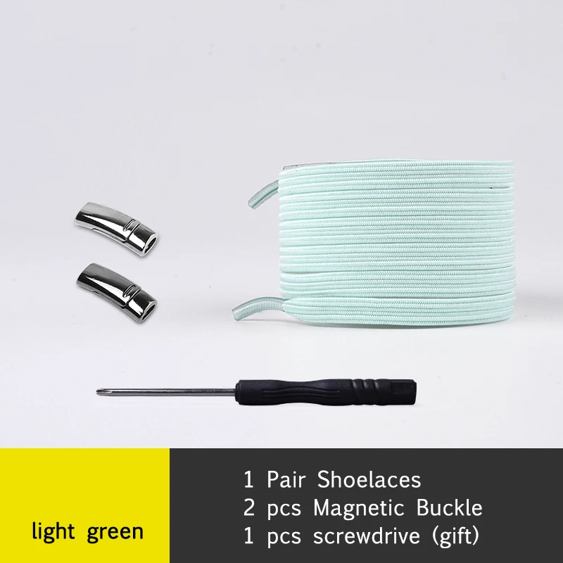 Light Green 1 пара, модная магнитная пряжка для шнурков, эластичная, без шнурков, шнурки для обуви, унисекс, для детей, взрослых, плоские кроссовки, шнурки, шнурки - Цвет: Light Green