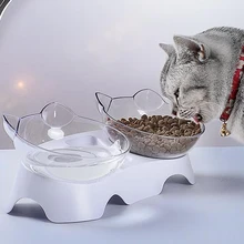 Прозрачная миска в форме кошачьих ушей для кормления домашних