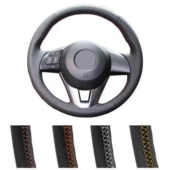 

Car Steering Wheel Cover Black Leather For Mazda 3 Axela Mazda 6 Atenza 2014-2017 Mazda 2 2015