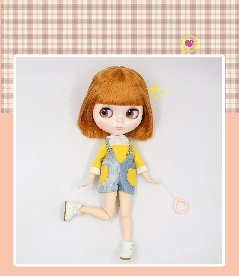 Leeloo – Premium Custom Neo Blythe Doll with Ginger Hair, White Skin & Shiny Cute Face 1