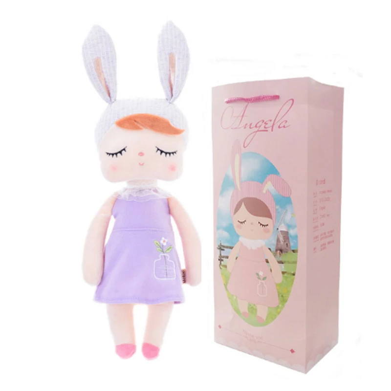 Metoo в штучной упаковке Фруктовые Куклы кукла Анджела мягкие ToysAnimals детская одежда для девочек для мальчиков Kawaii Детские Плюшевые мультфильм кролик, мягкие игрушки - Цвет: Фиолетовый