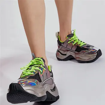 

Summer Tennis Shoes Women Lace Up Cow Leather Wedges High Heel Pumps Shoes Female Breathable Mesh Fashion Sneakers Casual Shoes