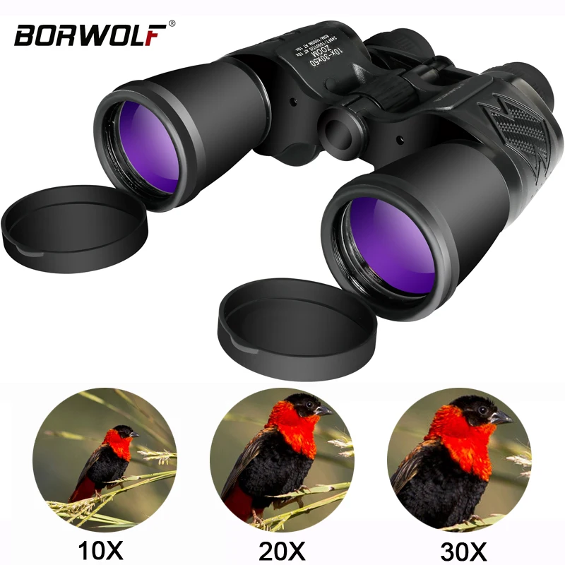 Borwolf 10-30X50 High Magnification HD Professional Zoom powerful Binoculars Light night vision for hunting telescope monocular 2