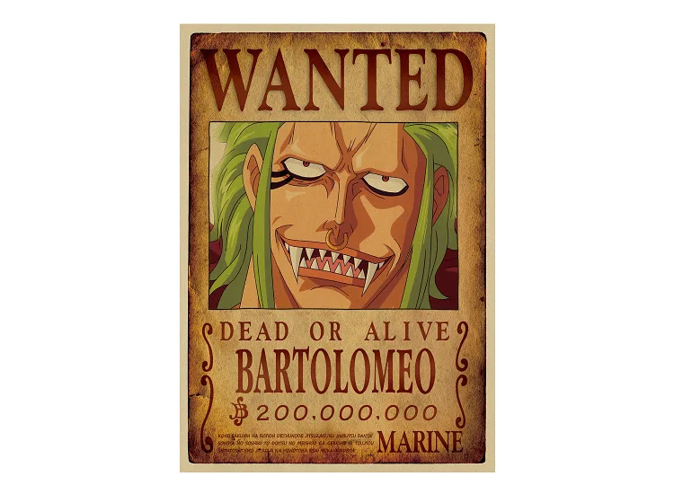 [H1320] one piece/Rescind Bartolomeo/классический аниме плакат из крафт-бумаги 51,5X36 см