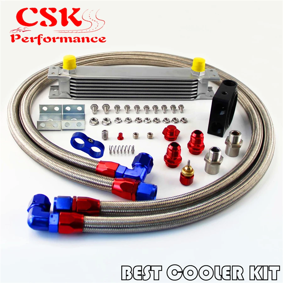 Universal New style AN10 7 row oil cooler + thermostat Sandwich Plate