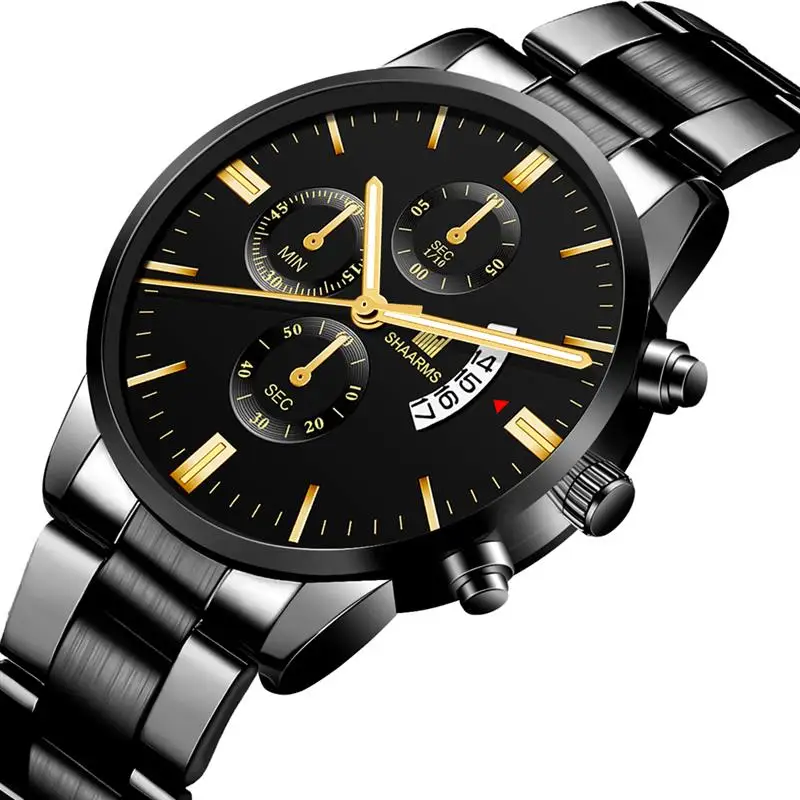 

2019Hot Luxury Business Man Wristwatch Stainless Steel Band Quartz Date Watch Male Men Fashion Military Sport Watches Rose Clock