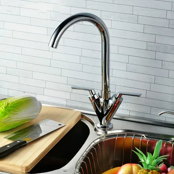 

Chrome-plated Double-handle Hot and Cold Water Faucet