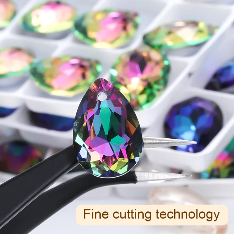 Glass Crystals Rhinestone Crystals Rhinestones Beads Rhinestone Accessories New Design Glitter Drop Rhinestones Pendants High Quality Glass Crystal Beads Jewelry Making DIY Accessories Pendant Beads