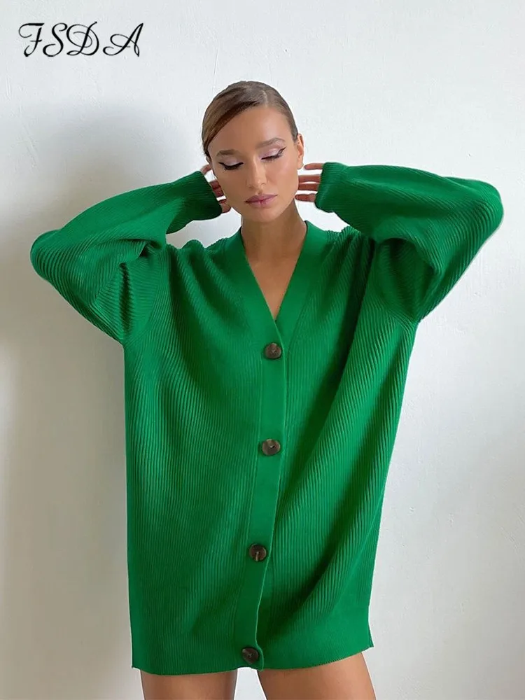 Fsda 2021 Autumn Winter Green Cardigan 