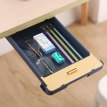 

Desktop Hidden Storage Box Drawer Pasted Nail-free Desk With Box Lock Drawer Under Sundries Storage Card Cosmetic Box Box P L7U4