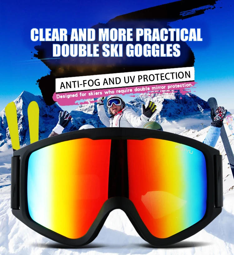 Двойные линзы Анти-Туман Лыжные очки мягкие ТПУ цилиндрические лобовое стекло лыжные очки для взрослых детей Спорт на открытом воздухе альпинистские