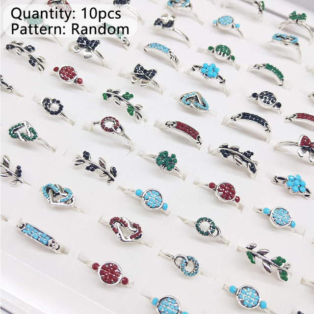 Hot Sale Kids Cute Cartoon Rings Flower Animal Shape Ring Set Mix Finger Jewelry Creative Accessories Girl Child Gifts