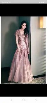 

Rose Gold Red Nigerian Sequins Lace Fabric Idian Nigerian Lace Fabrics Embroidery African Tulle French Lace Materials For Women
