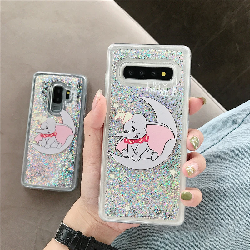 Мультяшный чехол для телефона Dumbo Samsung Galaxy S8 S9 S10 Plus цветной глиттер