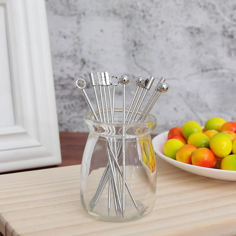 Free Shipping 1PCS Cocktail Pick Stainless Steel Fruit Sticks Bar Tools Drink Stirring Sticks Martini Picks Party