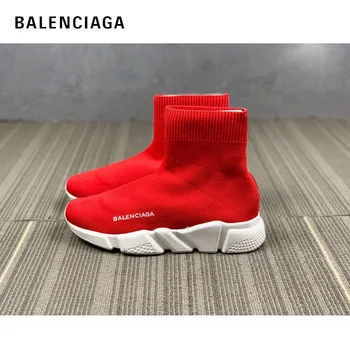 

Balenciaga Speed Sneaker Unisex Women RED Original High Top Running Sports Men Girls Shoes Knitting Sock Speed Trainer For Men