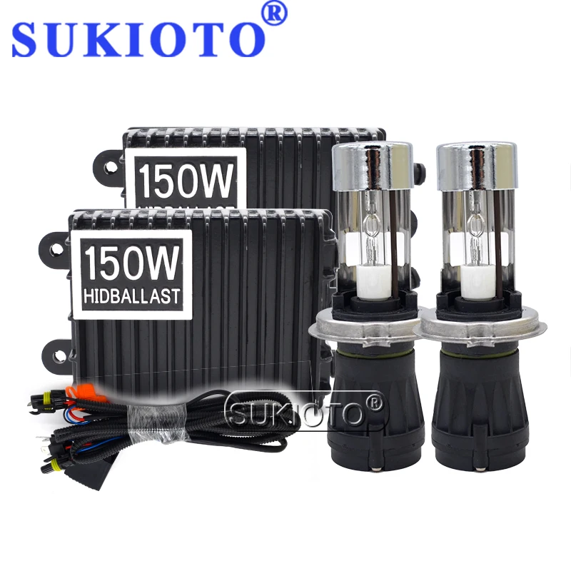 SUKIOTO супер яркий набор биксеноновых HID 150 Вт H4 12 В ксеноновый балласт Сменные лампы