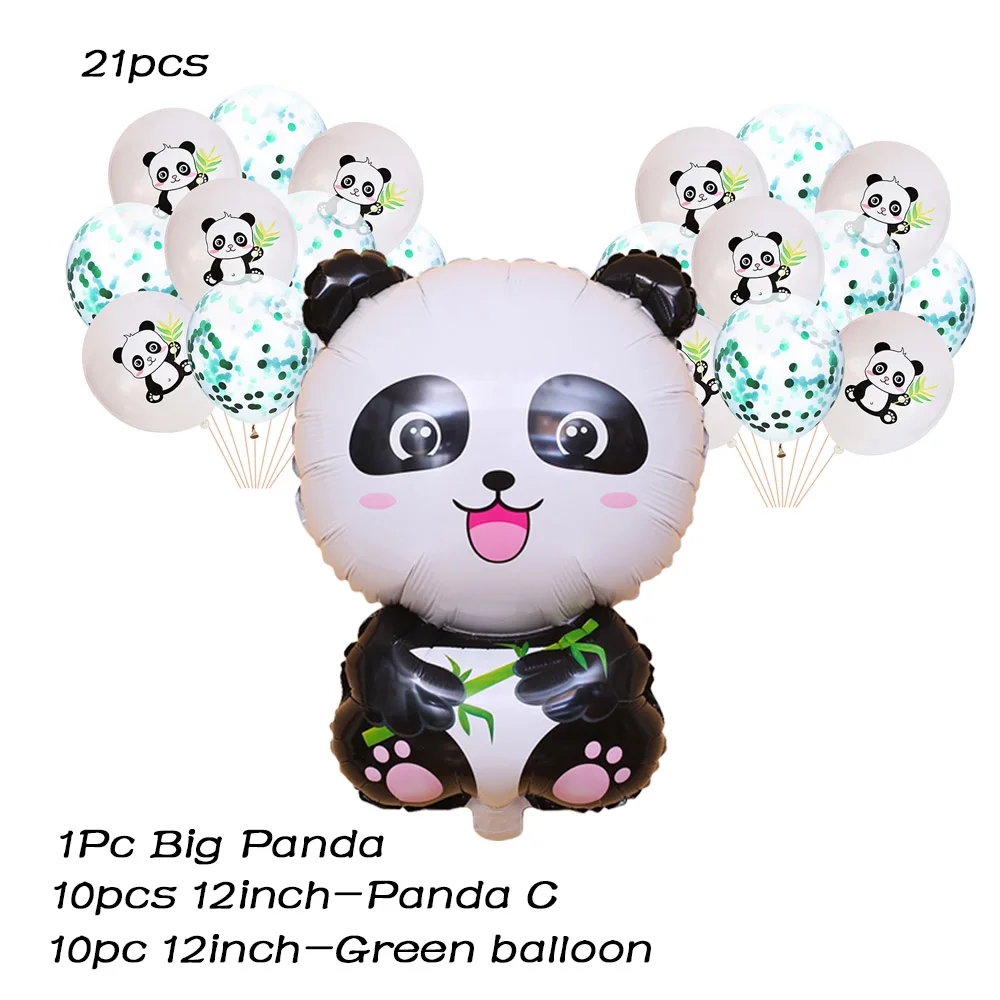 Милая панда тематическая вечеринка на день рождения украшения Дети тарелка салфетки чашки воздушные шары День рождения Свадьба для душа - Цвет: 21Pcs Green Set