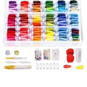 

450 PCS Embroidery Kit,Embroidery Floss - Cross Stitch Kits-Friendship Bracelets Floss -Rainbow Color 102 Embroidery Threads wit