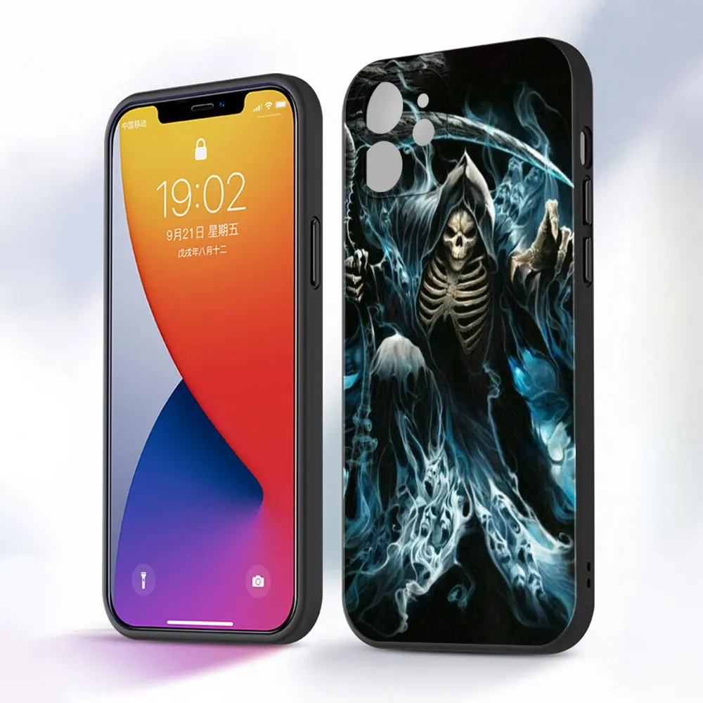 phone cases for iphone 12 mini  TPU Case for iPhone 11 12 13 Pro Max 12 Mini XR X XS MAX SE 7 8 Plus 6 6S Phone Cover Grim Reaper Skull case iphone mini 12