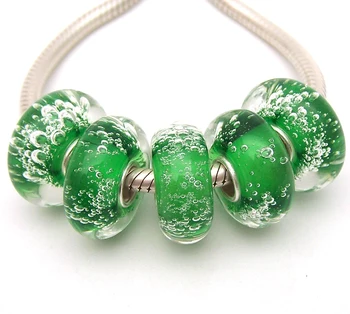 

JGWG911 5X 100% Authenticity S925 Sterling Silver Beads Murano Glass beads Fit European Charms Bracelet diy jewelry Lampwork
