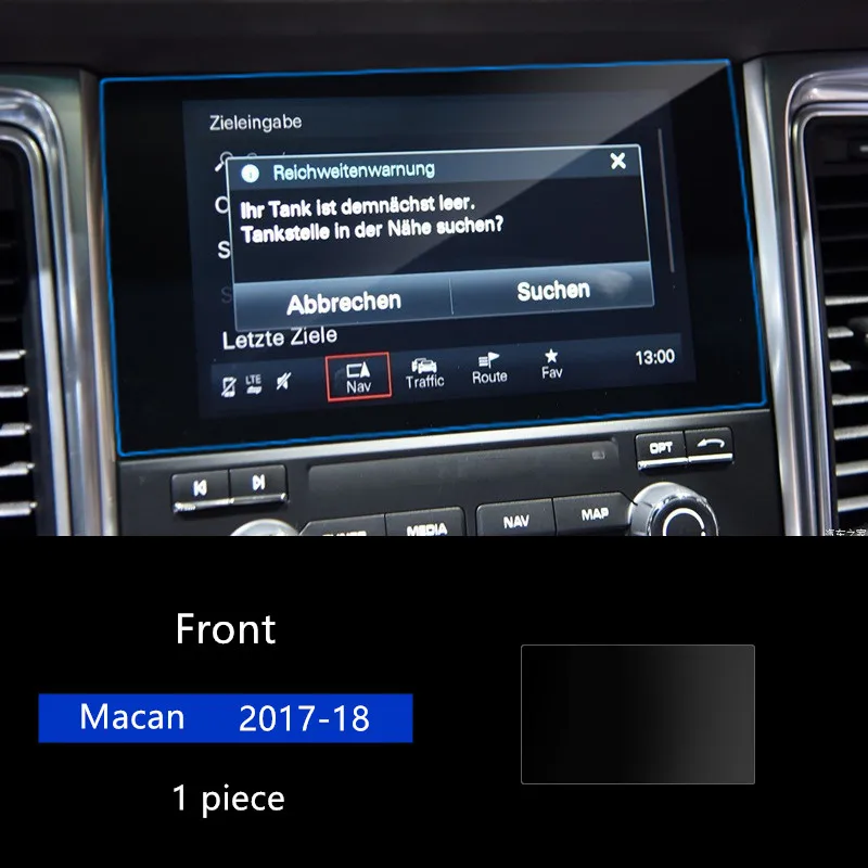 Автомобильный gps навигационный экран Стеклянная Стальная Защитная пленка для Porsche Panamera Cayenne Macan контроль ЖК-экрана интерьерная наклейка - Название цвета: Macan 17-18 Front