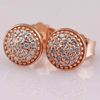 

Original Rose Dazzling Droplets With Crystal Stud Earring For Women 925 Sterling Silver Earring Wedding Gift Fine Europe Jewelry